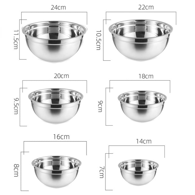 (Set of 6) Stainless Steel Mixing Bowls Non-Slip Nesting Whisking Salad Bowls Set Mixing Bowls For Cooking Baking Storage