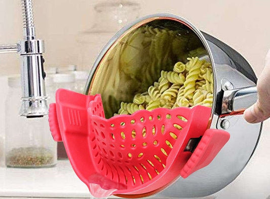 Silicone Snap N Strain Strainer Clip Heat Resistant Food Colander for Pots and Bowls Adjustable Durable Kitchen Gadgets